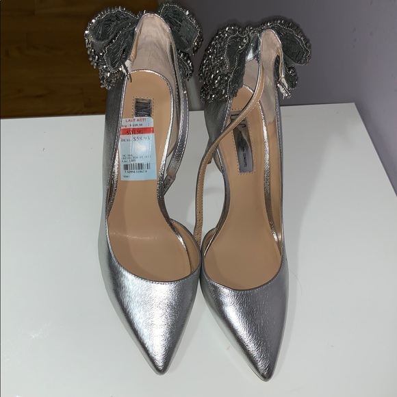 Silver Damond bow high heels - Picture 2 of 7